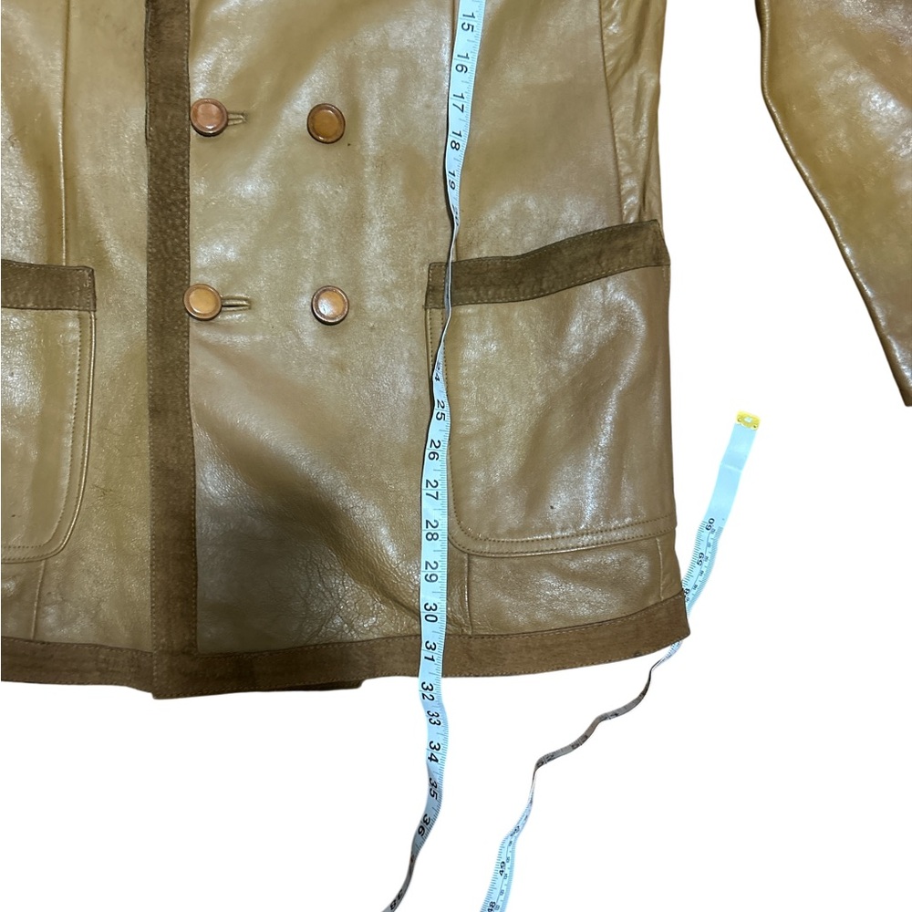 Vintage 70’s Leather Western Ranch Blazer Jacket Mens 40R Medium Marlboro Style - Picture 15 of 16